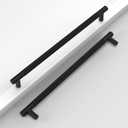 10 Pack 10"(254mm) Matte Black Cabinet Pulls Knurled Kitchen Cabinet Handles Drawer Pulls Cupboard Hardware for Cabinets