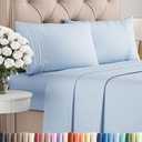 Full Size 4 Piece Sheet Set - Comfy Breathable & Cooling Bed Sheets Set - Hotel Luxury Bedding for Women, Men, Kids, Teens, Boys & Girls - Deep Pockets, Ultra-Soft, Wrinkle Free - Oeko-Tex - Sky Blue