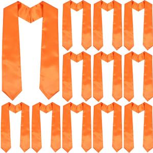 12 PCs Unisex Adult Plain Graduation Stole Bulk for High School and Bachelor 60''/72" Long (Orange)