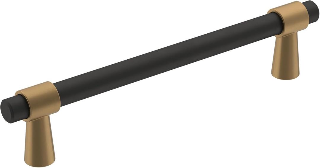 Amerock | Cabinet Pull | Matte Black/Champagne Bronze | 5-1/16 inch (128 mm) Center-to-Center | Mergence | 1 Pack | Drawer Pull | Cabinet Handle | Cabinet Hardware