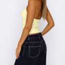 ForeFair Women Sexy Halter Neck Backless Going Out Tops Open Back Sleeveless Slim Fit Y2k Summer Tops (Yellow, L)