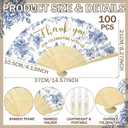 Beeveer 50 Pcs Wedding Foldable Hand Fans Wedding Party Favor with Bag Something Blue Before I Do Handheld Fans Thank You for Celebrating with Us for Bridal Shower Bridesmaid Gift(Blue White Flowers)