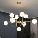 Modern Gold Chandelier 9-Light Sputnik Globe Chandeliers Mid Century Glass Pendant Light Bubble Chandelier Lighting for Dining Room,Kitchen Island,Living Room,Globe Light Fixture