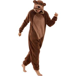 Adult Animal Onesie Pajamas Unisex Snug-Fit Sleepwear for Halloween Home Lounging Costume Parties (Medium, Bear)