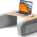 OPTIXCELL Lap Desk for Adults with Arm Rests,Ergonomic Laptop Pillow Stand for Bed,Couch,Floor (Light Wood)