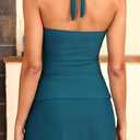 Women Tankini Swimsuits with Skirt - Two Piece Tummy Control Bathing Suit Halter V Neck 2026 Swimwear, M