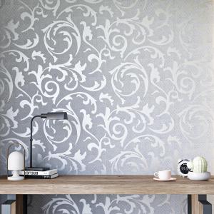 mamonhome Silver Gray Self Adhesive Removable Wallpaper Peel and Stick Wallpaper for Livingroom, Bedroom, Kitchen, Bathroom. (Flower(Non-Adhesive)) 20.8 inches wide by 393 inches long