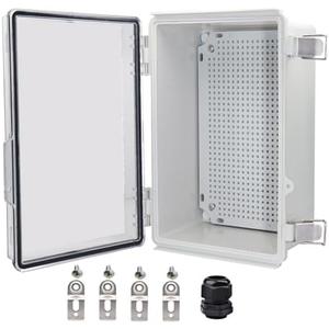 YETLEBOX Waterproof Electrical Box, IP67 Junction Box Stainless Steel Latch Hinged Clear Cover Project Enclosure with Wall Bracket 11.8" x 7.87" x 5"