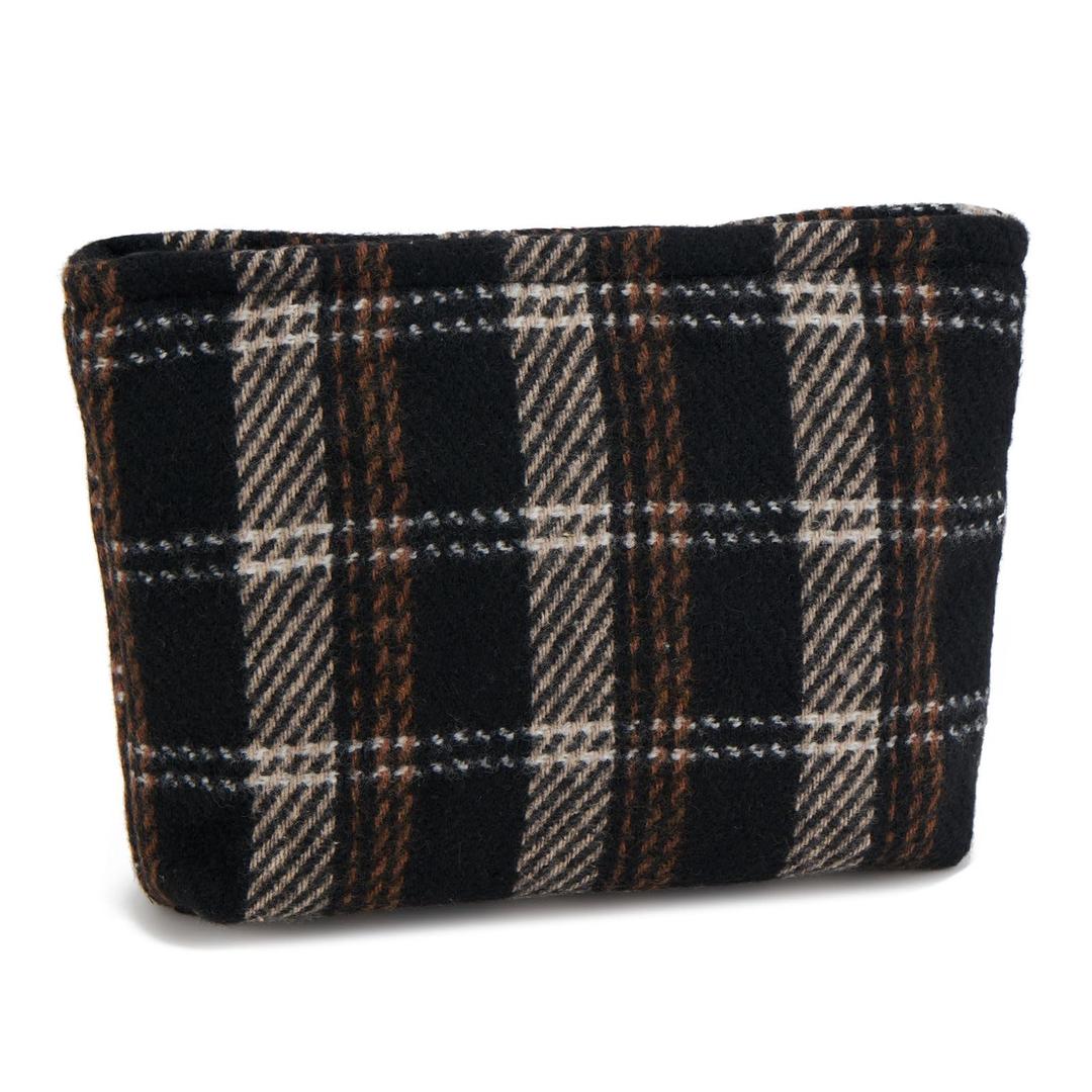 WOZEAH Checkered Makeup Bag for Purse Small Cosmetic Pouch,Stylish Zipper Make up Pouch Travel Canvas Toiletry Bags(Woven Check)