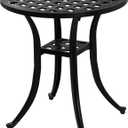 Outdoor Cast Aluminum Side Table End Table for Patio, Backyard, Pool, Indoor Companion, Easy Maintenance and Weather Resistant, Black