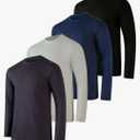 Real Essentials 4 Pack: Mens Long Sleeve Dry Fit T Shirts Hiking Fishing Workout Gym Work Sun UPF 50 Wicking Running Tee Large