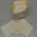 50Pcs Velvet Jewelry Bags With Drawstring Cream Pouches Gift Bags for Wedding Favors Party Christmas Candy Bag（2.8x3.6Inches）