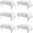 60x126 Rectangle Tablecloth, White Table Cloths for 8 Foot Tables, Wedding & Parties (6Pack)