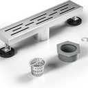 Linear Shower Drain 12" Brushed 304 Stainless Steel | with Drain Grate | Fast Drainage | Stainless Floor Drain Grate | Hair Strainer | Drain Key | The Upgrade for Your Bathroom