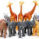 Jumbo Safari Animal Figurines, 12 Piece African Jungle Zoo Set, Realistic Elephant, Giraffe, Lion Toys for Toddlers, Kids Birthday