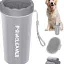 Comotech Dog Paw Washer with Bath Brush - Large, Grey (with 3 Absorbent Towels, Adjustable Handle for Long & Short Haired Dogs)