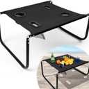 Portable Beach Table Foldable Camping Picnic Table with Cup Holder and Phone Pockets Lightweight Stable for Tailgate Travel Fishing Hiking and Outdoor Adventures(Black,Solid Pattern)