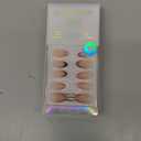 BTArtbox French Tip Press On Nails, Short Almond Supremely Fit & Natural Glue On Nails with Nail Glue, Reusable Stick On Nails in 16 Sizes - 32 Soft Gel Fake Nails Kit, Morning Coffee