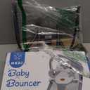 HKAI Baby Bouncer, Portable Baby Bouncer Seat for Babies 0-18 Months, 100% Cotton Fabrics, 3 Modes of use with Rocker and Stationary Options, Infant Rocker Chair with Hanging Toys-Light Grey