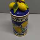 Blue Sky Ceramic 17499 Lemon Canister, Small, Multicolor, 4.5"L x 4.5"W x 10.25"H