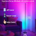 Corner Floor Lamp, Smart RGB LED Corner Lamp with App & Remote, Modern Floor Lamp with 16 Million Colors, Music Sync, Scene Modes, Color Changing Standing Lamps for Living Room, Bedroom