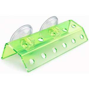 kcrygogo Fluorescent Green Coral Frag Holder Acrylic Coral Rack with Powerful Double Suction Cup Suitable for Household Fish Tanks (10 Plug Holes)