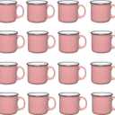 Set of 16 Ceramic Campfire Mugs  15 Oz, Pink  Coffee & Tea Cups for Home, Work, Travel, Camping  Customizable, Great for DIY, Events, Companies