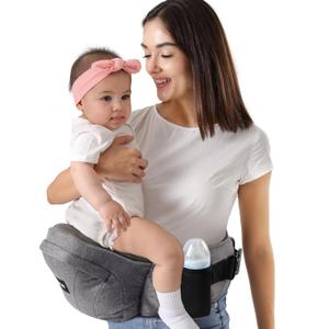 HKAI Baby Hip Carrier, Baby Carrier with Adjustable Waistband & Breathable Mesh, Ergonomic Carrier with Non-Slip Hip Seat Surface for Newborns & Toddlers (Grey)