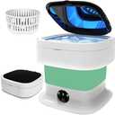 Portable Washing Machine, 15L Foldable Mini Washer & Spin Dryer, Collapible Compact Washer, Small Folding Laundry Washing Machine, Socks, Baby Clothes, Underwear, Dorm, Camping, Apartment, RV, Green