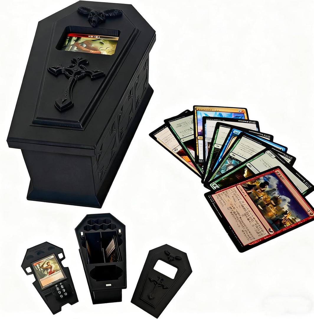 Premium Coffin Deck Box for MTG Commander, Vampire Edgar Markov Deck Box with Dice Storage & Life Counter, Holds 100 3.68 in Long Cards with Sleeve