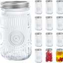 Amzcku 32oz Vintage Mason Jars with Lids, Wide Mouth Quart Canning Jar 12 Pack