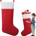 2 Pack Jumbo Felt Christmas Stockings, 38 Inches Large Red and White Felt Christmas Stockings for Xmas Tree Fireplace Hanging Decor and Holiday Party Family Home Decorations