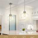 Emak 10 Inch Brushed Nickel Pendant Light, Modern Large Pendant Lights Kitchen Island, Hanging Lights with Clear Glass Shade for Kitchen, Dining Room, Entrance, PL126-BN-CG