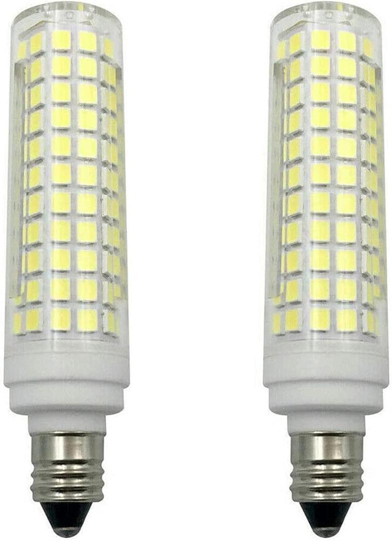 Lxcom Lighting E11 LED Corn Bulb 15W Dimmable Ceramic Candelabra Bulbs (2 Pack)- 136 LEDs 2835 SMD 1500LM Cool White 6500K 120W Equivalent T3/T4 JDE11 120V Lamp for Home Lighting