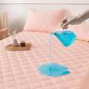 Twin Size Quilted Fitted Mattress Pad - Waterproof Mattress Protector with 17" Stretchable Deep Pockets - Elastic Edges, Machine Washable (1 Pcs Mattress Pad + 2 Pcs Pillowcases) (Pink)