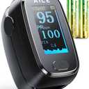Pulse Oximeter with Fingertip Oxygen Meter : AILE Compact Fingertip Pulse Oximeter - Blood Oxygen/Heart Rate Monitor - 4 Color Screen Display - Including 2AAA Batteries for Athletic & Home (Black)