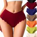 Seamless Underwear for Women High Waisted No Show Panties Ladies Sexy High Cut Cheeky Bikini Tagless Stretch V-Waist (Multicolored-7pack-a)