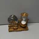 LED Music Snow Globe with Hourglass Vintage Castle Paris Eiffel Tower Home Decoration for Living Room Bedroom Book Shelf TV Cabinet Desk Table Top Decor Centerpieces Ornaments (A - Brass)