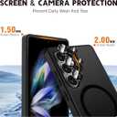 Strong Magnetic for Samsung Galaxy S24 Ultra Case with Screen Protector + Lens Protector, Fit for MagSafe,Mil-Grade Drop Protection, Seamless Stand, Translucent Black