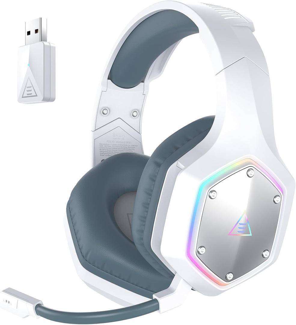 EKSA 2.4GHz Wireless Gaming Headset for PC, PS4, PS5, Gaming Headphones with Noise Cancelling Microphone, 7.1 Surround Sound, 36-Hr Battery Gamer Headset for Computer, Laptop, 3.5mm Wired Headphones