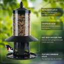Squirrel Proof Bird Feeder - 360 Feeding Perch Tray for Outdoor Hanging Wild Bird Seeds, Dark Green.