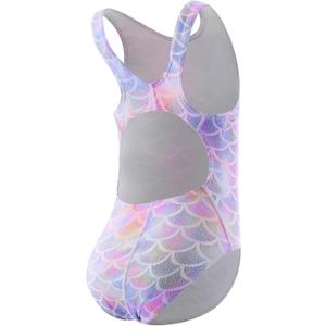 Girls One Piece Athletic Swimsuit, Mermaid Scale Training Bathing Suit for Pool and Competition, 3-12 Years (US, Alpha, Medium, Regular, Cranberry)