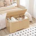 HOOBRO Storage Bench, 39.3" Toy Box, Rattan-Like Storage Chest, Sturdy Entryway Bench Supports 220 lb, Toy Chest, Safety Hinge, U-Shaped Opening, Easy Assembly, Natural NL11CW01