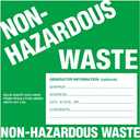 Non-Hazardous Waste Labels, 6 x 6 inches, Green/White, Self-Adhesive Vinyl, Pack of 25