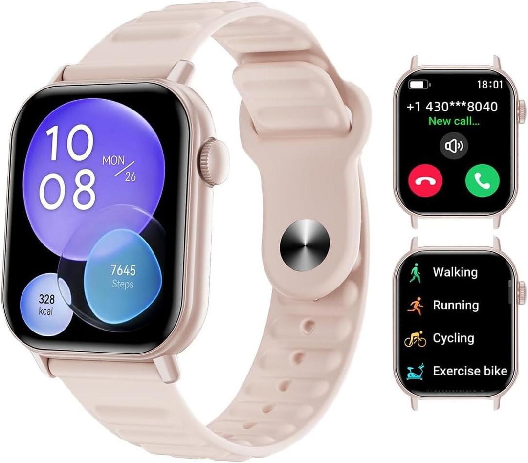 Smart Watch Sports Pedometer, Fitness Tracker Bluetooth Call Heart Rate Blood Oxygen Sleep Monitor, 100 Sports Modes Waterproof for iOS Android Men's Women's Smart Watch (Pink)
