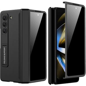 PUROOM for Samsung Galaxy Z Fold 5 Case with Privacy Screen Protector, New Magnetic Coverage Hinge Protective All-Inclusive & Built-in Adjustable Kickstand Shockproof Case (Black)
