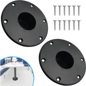 2 Pack Black RV Table Base Mount Aluminum Camper Table Base Mount with 6 Mounting Holes Floor Mounting Base Includes Mounting Screws