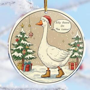 Silly Goose On The Loose 2 - Funny Gifts for WomenGifts for Mom Sister Friends - Christmas Ornaments - Christmas Decorations - 3.6 in Acrylic - Funny Gag Gifts - White Elephant - Stocking Stuffers Pack of 2