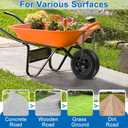 4.80/4.00-8" Flat Free Wheelbarrow Tires and Wheels, 14.5" Universal Fit Solid Tires with 5/8" or 3/4" Bearing, 3"-7" Hub, Adapter Kit Hand Truck Wheels Replacement for 3.50/2.50-8", 4.00-6"etc, 1 PCS