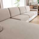 Couch Cushion Covers,Comfort Soft Magic Sofa Covers Washable Stretch Resistant for Chair Cushion Couch Furniture Protectors for Pets Sectional Slipcovers(Oversized Sofa Cushion,Light Brown) (1 Seat Cover XL)